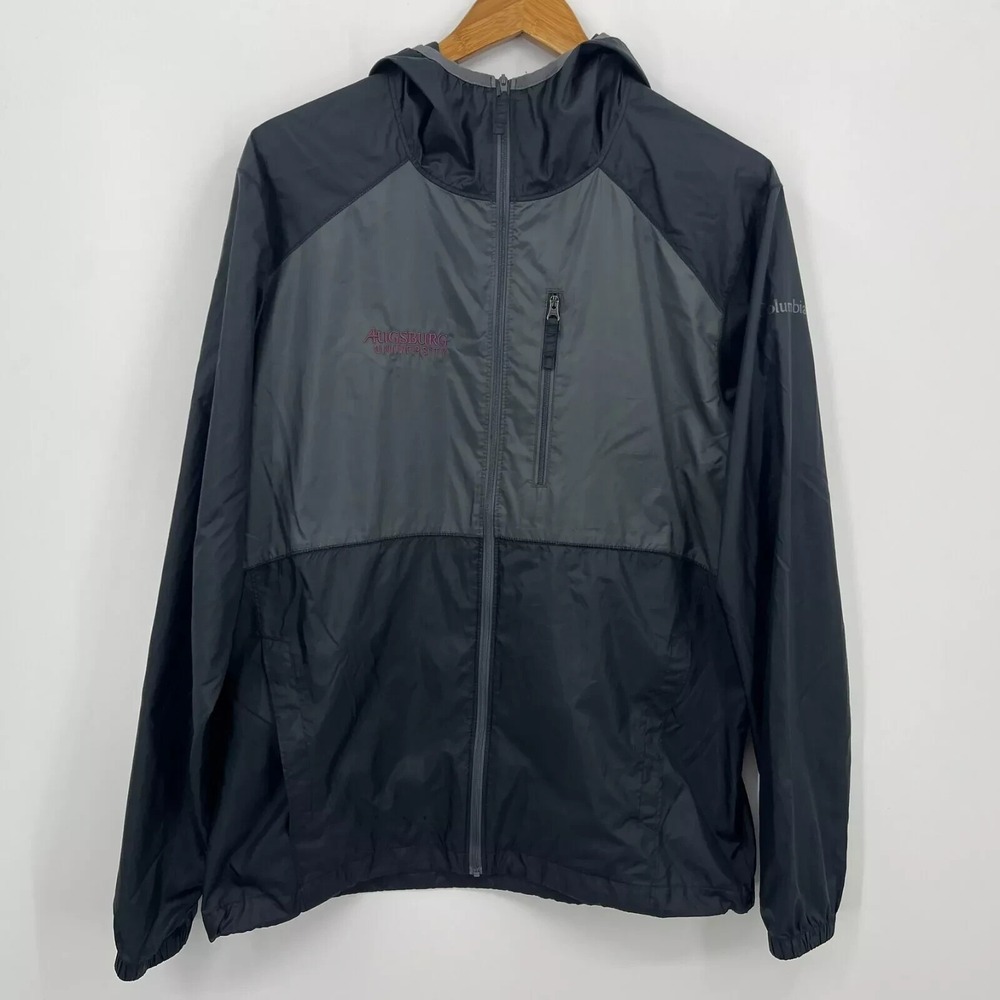 Columbia Mens Augsburg University Windbreaker Jacket Grey Black Size M